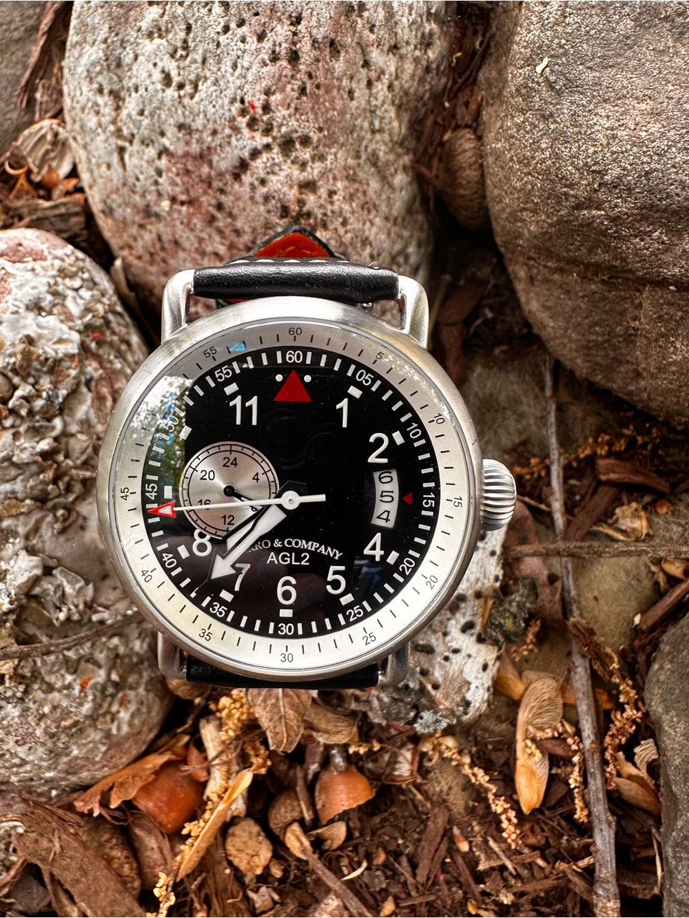 AGL2 Black Dial Automatic Pilot Watch - Black Strap and 2 brand new Suede straps